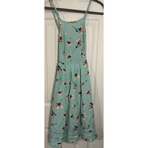 SO Women's Aqua Dress With Pink Flowers, Lightweight, Flowy, Beautiful, Small